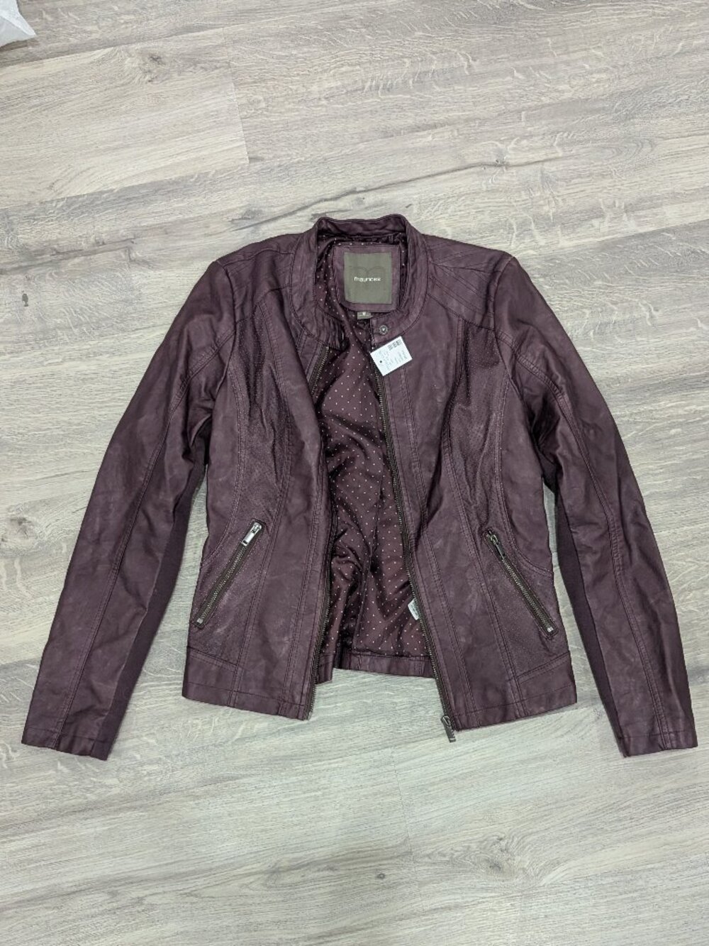 Faux Leather Plum Metallic Jacket